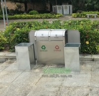 戶外推蓋（gài）不鏽鋼園林垃圾桶