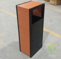 方（fāng）形室內塑木冷軋鋼板（bǎn）果皮箱