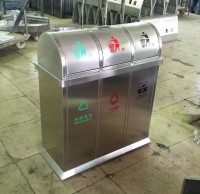 搖蓋式不鏽鋼三分（fèn）類（lèi）垃圾桶