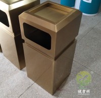 戶外電鍍古銅色方形（xíng）不鏽鋼垃圾桶（tǒng）