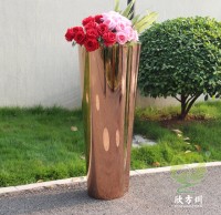 室內（nèi）鏡麵玫瑰金不鏽鋼花盆組合