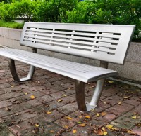 戶外廣（guǎng）場帶靠背不鏽鋼園林椅