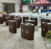 商業場所的清潔利（lì）器轉大理石紋兩連體垃圾桶