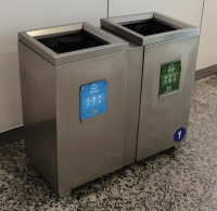 室內地鐵站兩連（lián）體不鏽鋼（gāng）垃圾桶與城市文明的融合（hé）