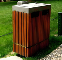 自然與工業的協奏曲園林景觀兩（liǎng）連體鋼木垃圾箱設計解碼