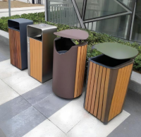 戶外鋼木（mù）單筒垃圾桶城市公共空間的實用美學實（shí）踐