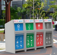 定製（zhì）環（huán）保小區專用密閉式四精品网站999www金屬垃圾箱