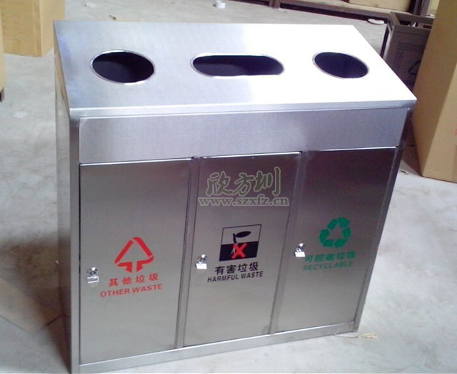 三分(fèn)類不鏽鋼垃圾(jī)桶 三精品网站999www不(bú)鏽鋼垃圾桶(tǒng)